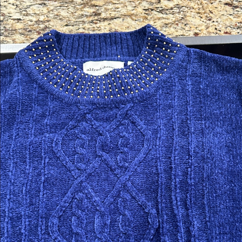 Alfred Dunner Royal Blue Studded Turtleneck Sweater